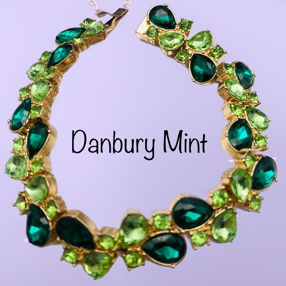 Danbury Mint Gold-Tone Emerald and Lime Green Crystal Bracelet